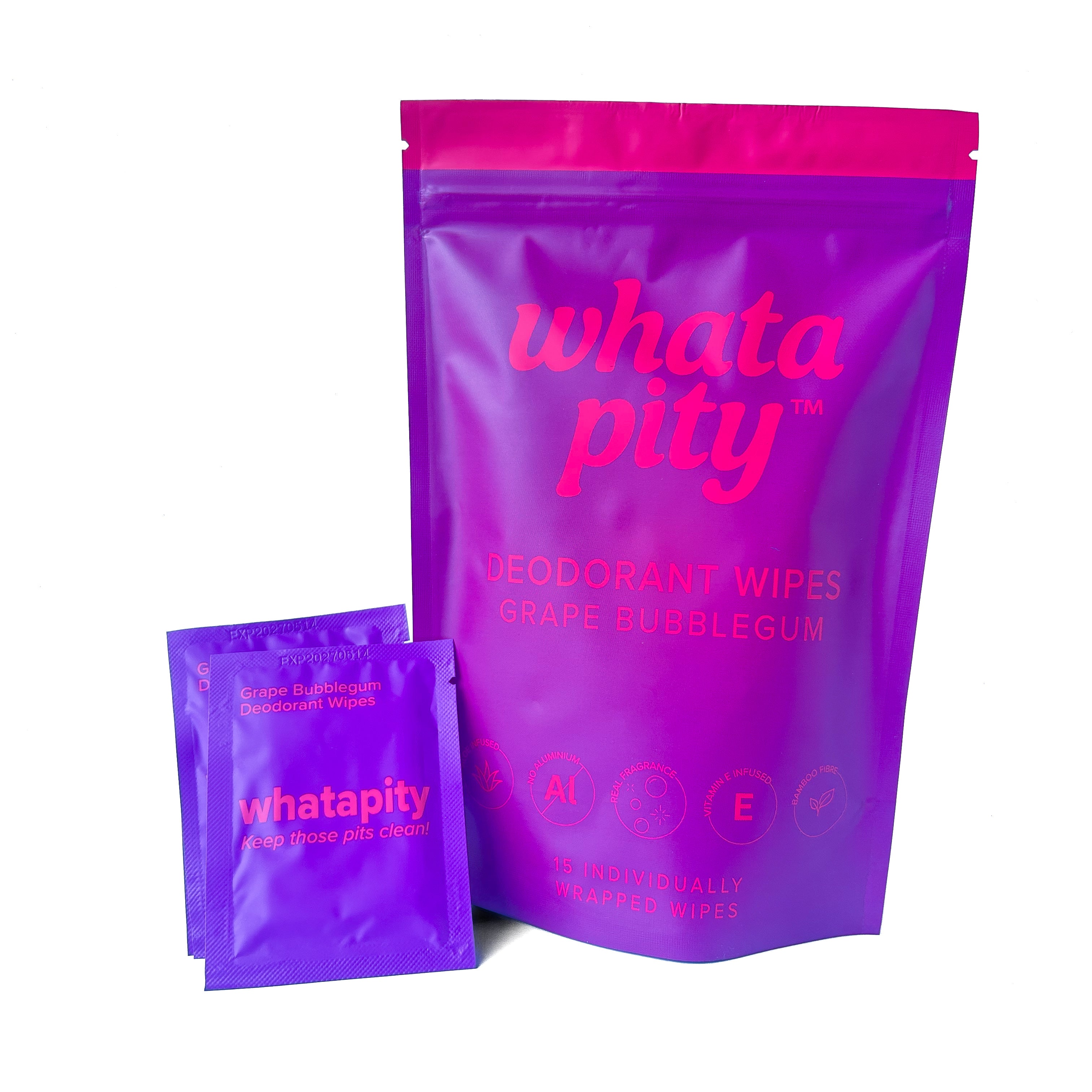 Grape Bubblegum Individual Deodorant Wipe