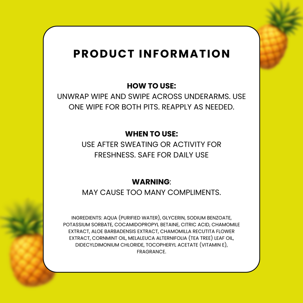 Pineapple Crush Deodorant Wipes Product Info