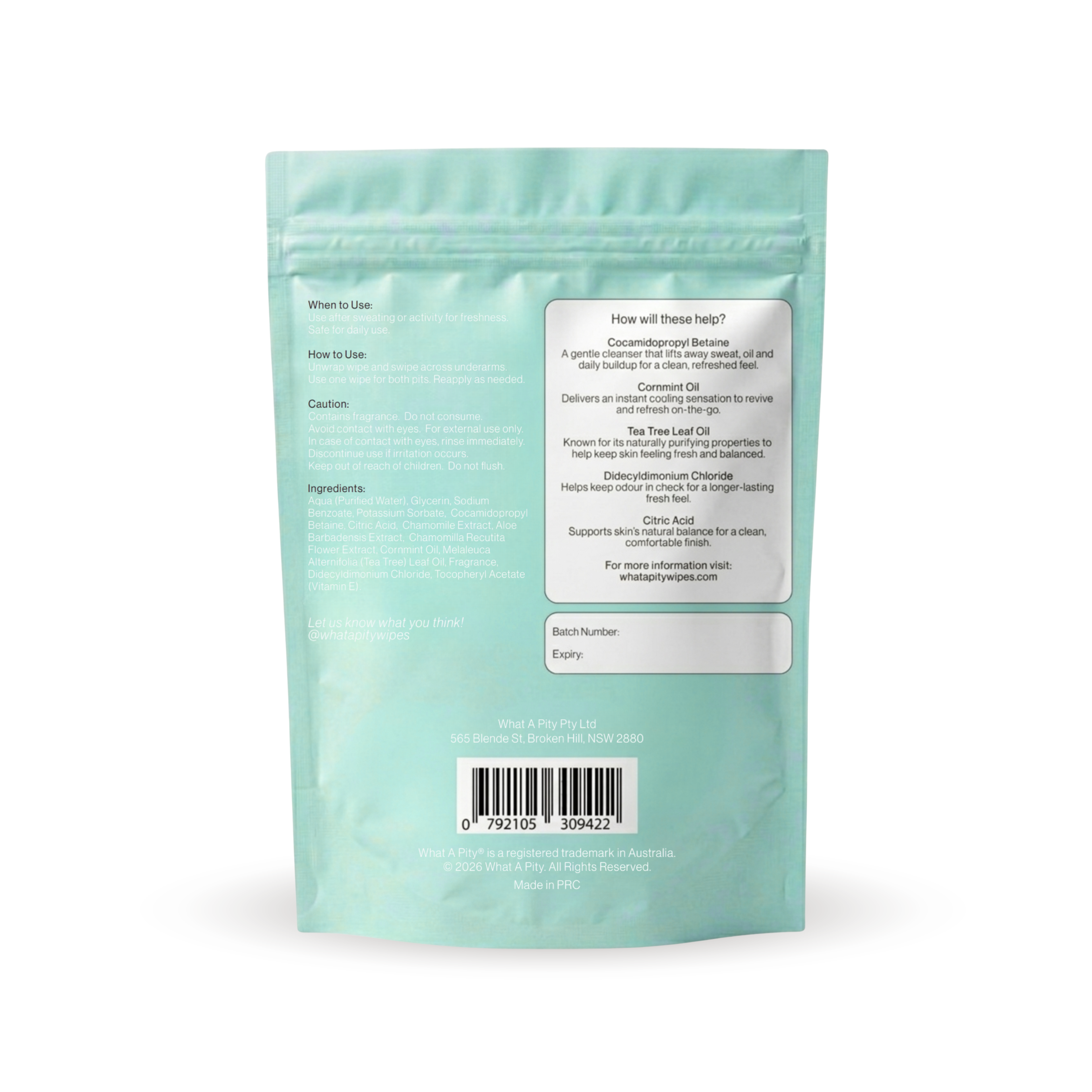 Soothing Cucumber Deodorant Wipes